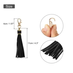 Unique Bargains PU Leather Keychain With Lobster Swivel Crafts Tassels 18 Pcs