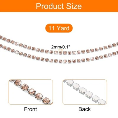Unique Bargains Shiny Crystal Rhinestone Close Chain Trim For Sewing Jewelry Making