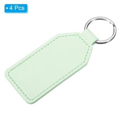 Unique Bargains PU Leather Keychain Blank With Key Rings For DIY Laser Engraving 4 Pcs - Image 2