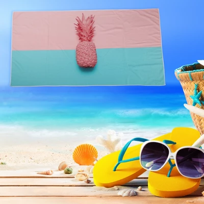 Unique Bargains Soft Absorbent Beach Towel Pineapple Pattern Classic Design Pink 55"x28" For Beach 1 Pcs