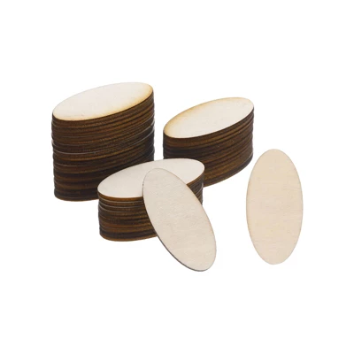 Unique Bargains DIY Craft Home Decoration Unfinished Blank Wood Pieces 60 Pcs - Image 5