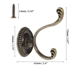 Unique Bargains Vintage Clothes Hooks Bronze Tone 4 Pcs