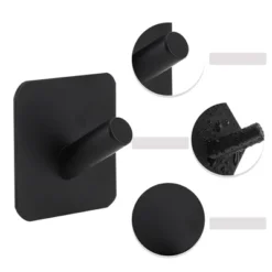 Unique Bargains Bathroom Adhesive Hooks Black 4 Pcs