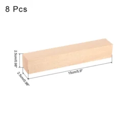 Unique Bargains Natural Solid Straight Grain Basswood Square Carving Blocks 8 Pcs 6"x1"x1"