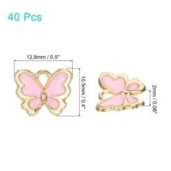 Unique Bargains Gold Plated Rust-proof DIY Necklace Crafting Butterfly Charm Pendant 40 Pcs