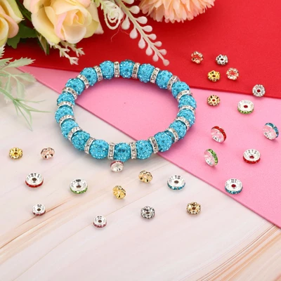 Unique Bargains Rhinestone Small Round Bulk Glass Spacer Beads For Jewelry Making 100 Pcs - Image 3