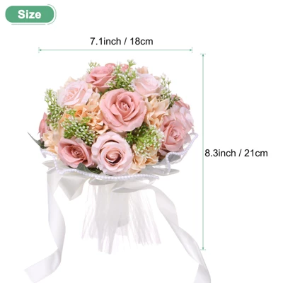 Unique Bargains Wedding Artificial Bouquet Silk Ribbon Bridal Bouquet 1 Pc - Image 2