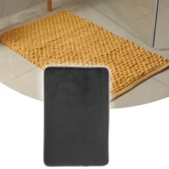 Unique Bargains Solid Color Pattern Bathroom Rugs Polyester Bath Mat Machine Washable 80x50cm