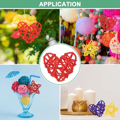 Unique Bargains Heart Shaped Wicker Rattan Balls 2.4 Inch Decorative 12 Pcs - Image 4