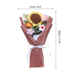 Unique Bargains Handmade Knitted Vibrant Color Low-Maintenance Artificial Flowers Brown