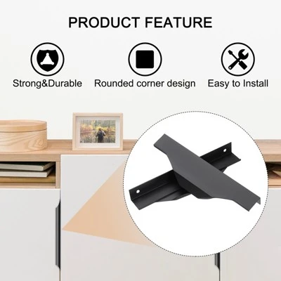 Unique Bargains Finger Edge Cabinet Pull 128mm Hole Diameter Black 10 Pcs - Image 3