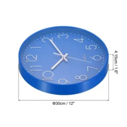 Unique Bargains Non Ticking 3D Numbers Round Silent Modern Wall Clock 1 Pc