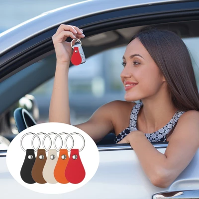 Unique Bargains PU Leather Keychain Fobs Kit With Key Rings For DIY Crafts 10 Pcs - Image 5