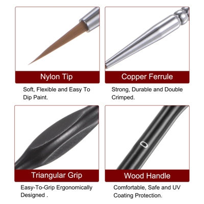 Unique Bargains Detail Nylon Hair Miniature Painting Brush 5 Pcs - Image 3