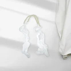 Unique Bargains Curtain Tiebacks Bow & Faux Pearl Ribbon Lace ABS White 2 Pcs