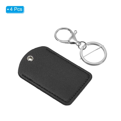 Unique Bargains PU Leather Keychain Fobs With Key Rings For DIY Crafts 4 Pcs - Image 2