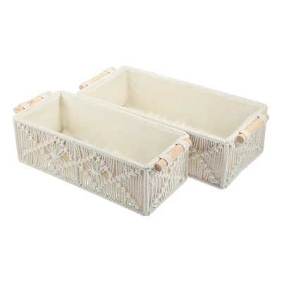 Unique Bargains Bathroom Toilet Cabinet Woven Macrame Storage Baskets 1 Set - Image 8