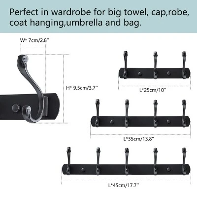 Unique Bargains Coat Rack Wall Mounted - Stainless Steel, Metal Coat Hook Rail For Coat Hat Towel Purse Robes Mudroom Bathroom Entryway, - Image 5