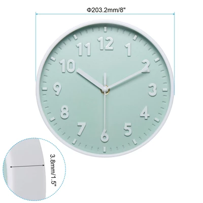 Unique Bargains Battery Operated Silent Non-Ticking 3D Number Quartz Wall Clock 8"