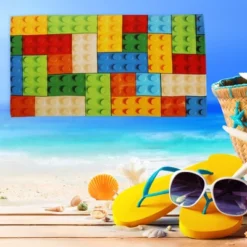 Unique Bargains Soft Absorbent Beach Towel Round Dot Pattern Classic Design Colorful 59"x30" For Beach 1 Pcs