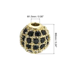 Unique Bargains Round Brass Rhinestone DIY Bracelets Earrings Charm Spacer Beads 8 Pcs