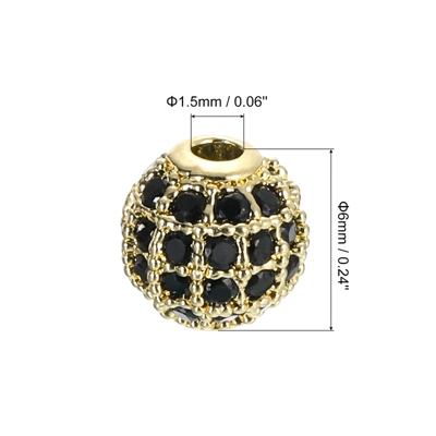 Unique Bargains Round Brass Rhinestone DIY Bracelets Earrings Charm Spacer Beads 8 Pcs