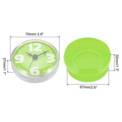 Unique Bargains Waterproof Decorative Silent Quartz Suction Cup Mini Cute Shower Clock Green