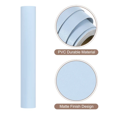 Unique Bargains Wallpaper, Peel And Stick Wallpaper Contact Paper Solid Color Vinyl Self-Adhesive Wall Paper Decorative Sky Blue 118" X 15.7" - Image 2