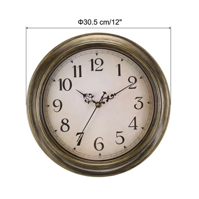 Unique Bargains Decorative Silent Non-Ticking Retro Country Wall Clock 12 Inch
