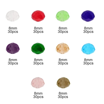 Unique Bargains 8mm Glass Beads For Bracelets For Making Bracelet Making DIY Crafts Assorted Color 300 Pcs