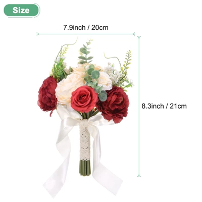 Unique Bargains Wedding Artificial Bouquet Multicolor Artificial Flower 7.9" X 8.3" Multicolor 1 Pc - Image 2