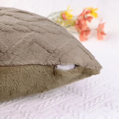 Unique Bargains Short Plush Throw Solid Geometric Soft Pillow Covers 2 Pcs - Image 3