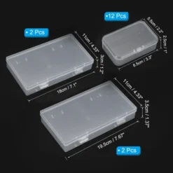 Unique Bargains Plastic Bead Art Craft Jewelry Storage Rectangle Boxes Clear 16 Pcs 3.3" X 2.2" X 1"