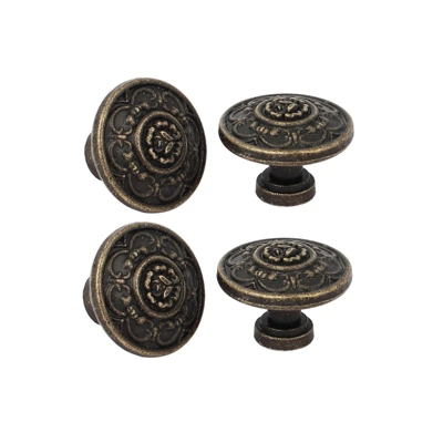 Unique Bargains Drawer Dresser Cabinet Single Hole Screw Mounted Pull Handle Knobs 1.2"x0.87" Bronze Tone 4 Pcs - Image 2