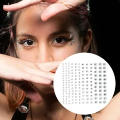 Unique Bargains Eye-catching Face Rhinestone Stickers Silver Tone 1 Pc