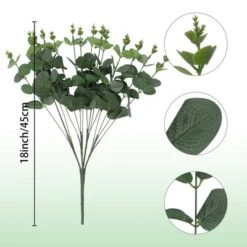 Unique Bargains Artificial Stems Leaves Plants Greenery Branches For Wedding Farmhouse Decor 18" 2 Pcs