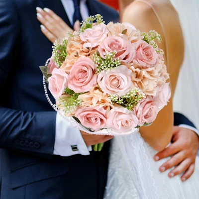 Unique Bargains Wedding Artificial Bouquet Silk Ribbon Bridal Bouquet 1 Pc - Image 6