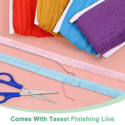 Unique Bargains Polyester Boho Durable Multipurpose Tassel Fringe Trim 27 Yards 1 Inch 1 Pc - Image 3