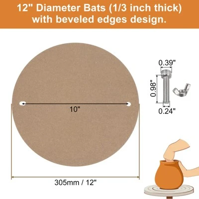Unique Bargains Round Pre Pin Holes Apart With 304 Stainless Steel Pins Wood Pottery Wheel Bat - Image 2