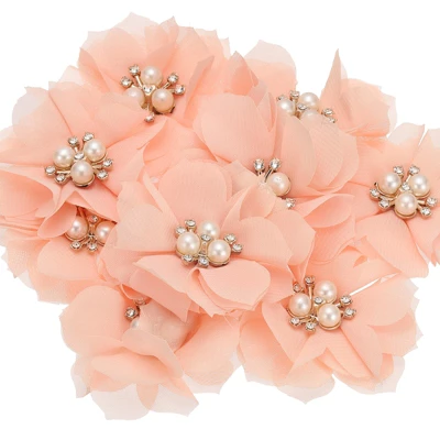 Unique Bargains Rhinestone Pearl Chiffon Flower For DIY Craft Wedding Party 10 Pcs - Image 15