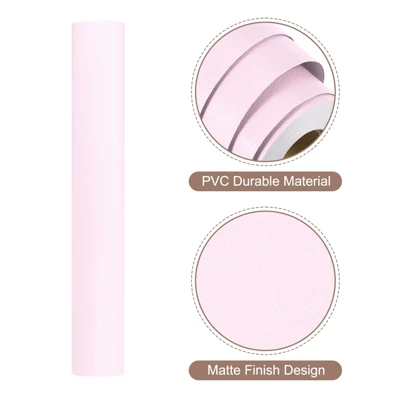 Unique Bargains Wallpaper, Peel And Stick Wallpaper Contact Paper Solid Color Vinyl Self-Adhesive Wall Paper Decorative Pale Pink 590" X 15.7" - Image 2