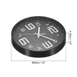Unique Bargains Decorative Silent Non-Ticking Sweep Movement 3D Numbers Wall Clock 12 Inch