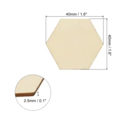 Unique Bargains Unfinished DIY Craft Decoration Hexagonal Wood Pieces 50 Pcs