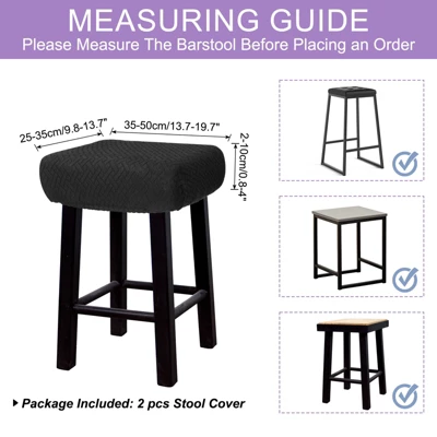 Unique Bargains Soft Thick Anti-Wrinkle Rectangle Polyester Saddle Seat Stool Covers 2 Pcs