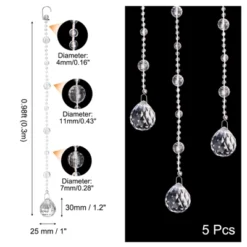 Unique Bargains Acrylic Round Bead Crystal Garland Strands For Wedding Decor 5 Pcs