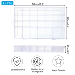 Unique Bargains Plastic Nail Bead Art Supplies Fishing Tools Craft Organizer 13.6x8.6x1.9 Inch 3 Pcs