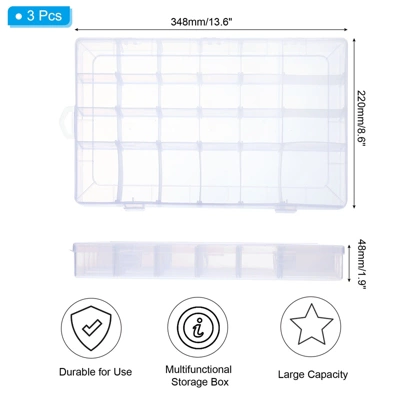 Unique Bargains Plastic Nail Bead Art Supplies Fishing Tools Craft Organizer 13.6x8.6x1.9 Inch 3 Pcs