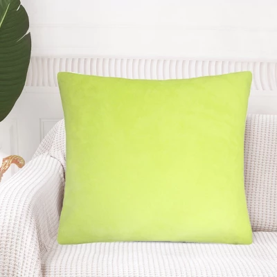 Unique Bargains Viscose Velvet Comfortable And Soft Decorative Throw Pillow Cover Square Chartreuse - Image 2