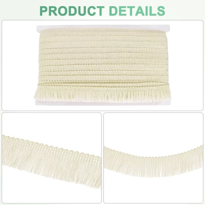 Unique Bargains Polyester Boho Durable Multipurpose Tassel Fringe Trim 27 Yards 1 Inch 1 Pc