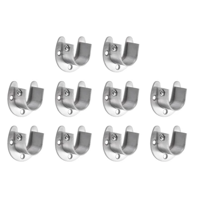 Unique Bargains Stainless Steel U-Shaped Design Closet Rod Brackets - Image 9